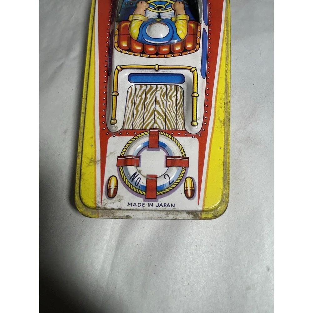 Vintage Tin Litho Speed Boat Made Japan Large Collectible Display Mancave